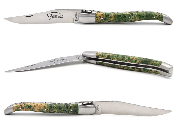 Laguiole mit Geografische Angabe, 12 cm Griff aus grünem Lavastein