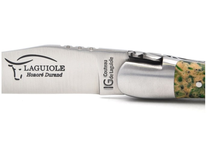 Laguiole mit Geografische Angabe, 12 cm Griff aus grünem Lavastein