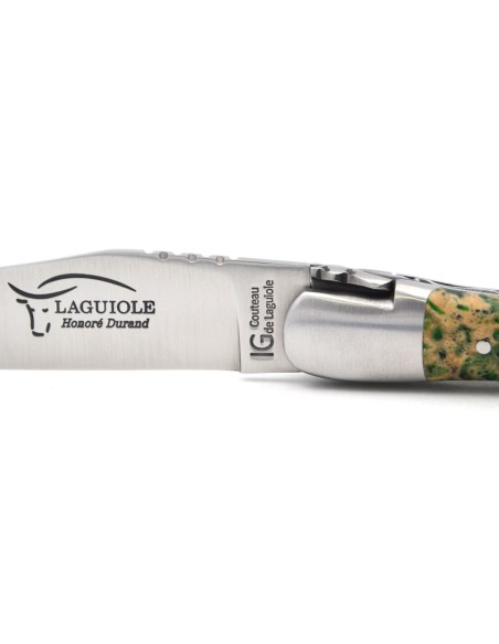 Couteau de Laguiole indication géographique en pierre de lave verte