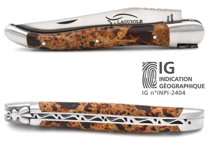 Laguiole mit Geografische Angabe, 12 cm Griff aus rotem Lavastein