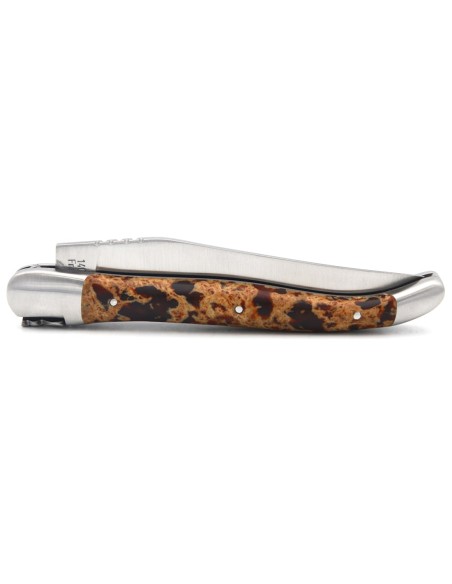 Laguiole knife Geographical Indication, 12 cm red lava stone handle