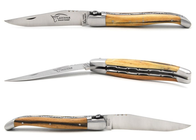 Laguiole mit GA, Aubrac-Buchenholz, Baskisches Kreuz, Doppelplatinen