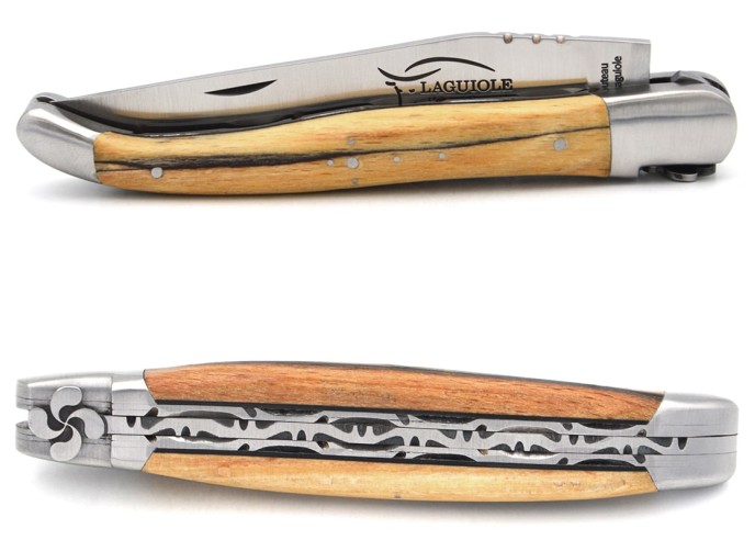 Laguiole mit GA, Aubrac-Buchenholz, Baskisches Kreuz, Doppelplatinen
