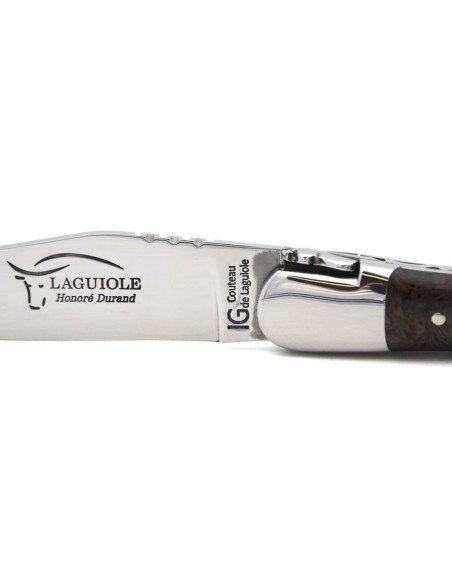 Laguiole labellisé IG en fibre de carbone rouge & intercalaire blanc