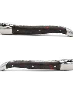 Laguiole labellisé IG en fibre de carbone rouge & intercalaire blanc 2