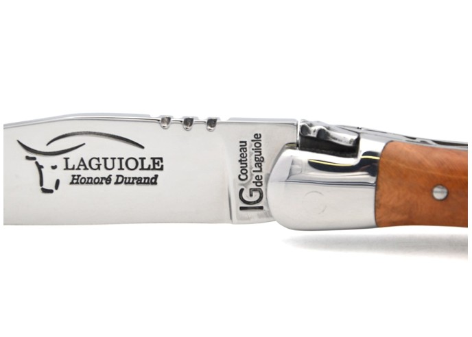 Laguiole with Geographical Indication label, briar wood handle, shiny