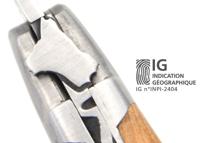 Laguiole mit GA, 12 cm Griff aus Wacholderholz, Karte des Aveyron