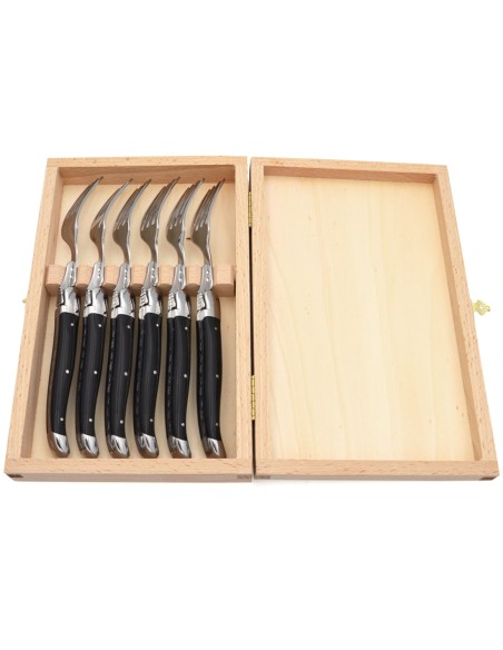 Coffret de fourchettes de table Laguiole, manche pointe de corne claire