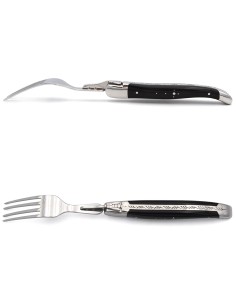 Laguiole forks with shiny stainless steel bolsters. Wide pale horn tip handles 2