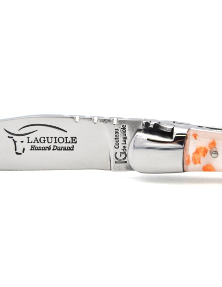 Laguiole Geographical Indication label, 11 cm copper leaf inclusion