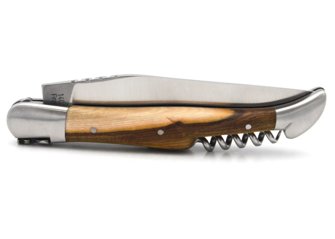Laguiole-Messer Label GA, 12 cm Griff aus Pistazienbaum mit Korkenzieher