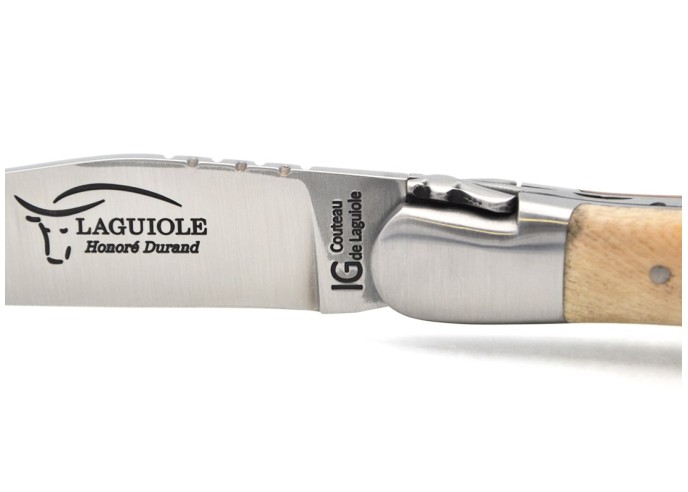 Laguiole-Messer Label GA, 12 cm Griff aus Pistazienbaum mit Korkenzieher