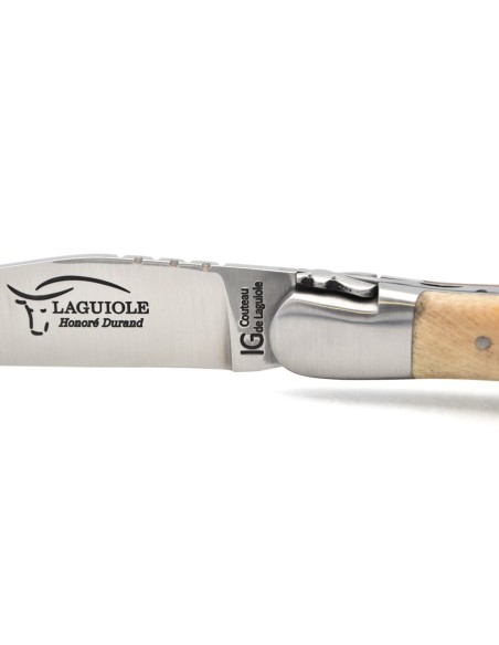 Laguiole-Messer Label GA, 12 cm Griff aus Pistazienbaum mit Korkenzieher