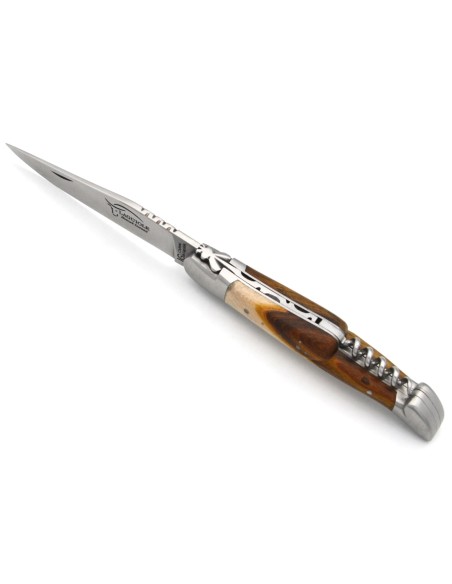 Laguiole-Messer Label GA, 12 cm Griff aus Pistazienbaum mit Korkenzieher
