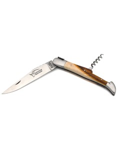 Laguiole-Messer Label GA, 12 cm Griff aus Pistazienbaum mit Korkenzieher 2