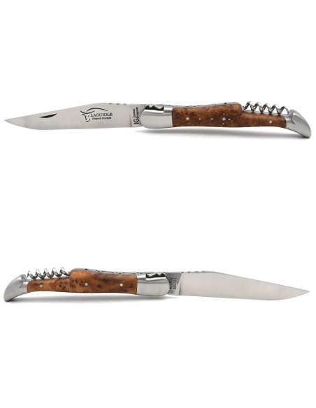 Laguiole-Messer Label GA, 12 cm Griff aus Thuya mit Korkenzieher