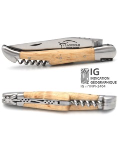 Laguiole-Messer Label GA, 12 cm Griff aus Birkenholz mit Korkenzieher
