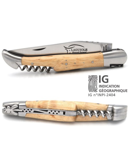 Laguiole-Messer Label GA, 12 cm Griff aus Birkenholz mit Korkenzieher