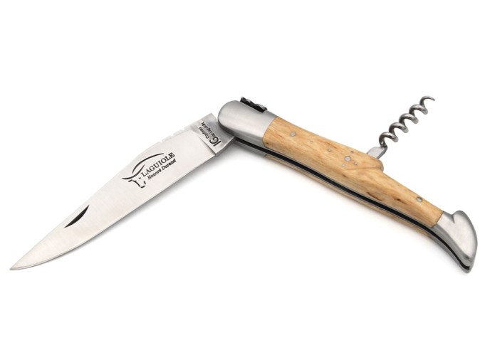 Laguiole-Messer Label GA, 12 cm Griff aus Birkenholz mit Korkenzieher