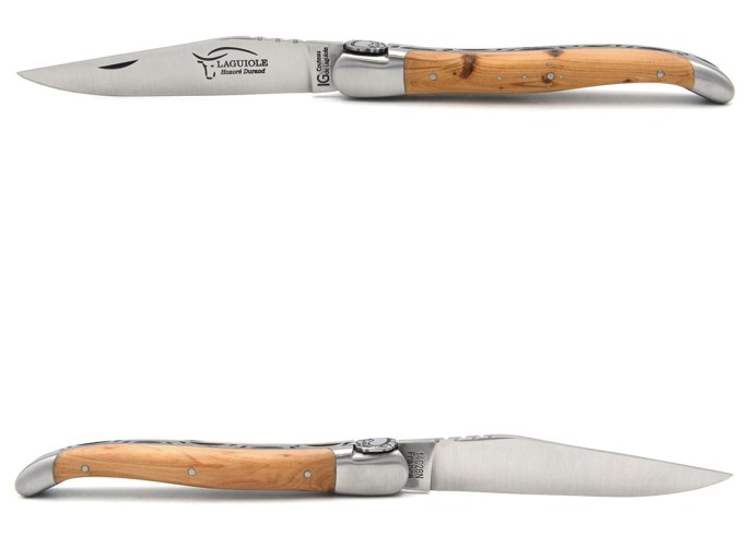 Laguiole mit Label GA, 12 cm Griff aus Wacholderholz, Fliegerhelm