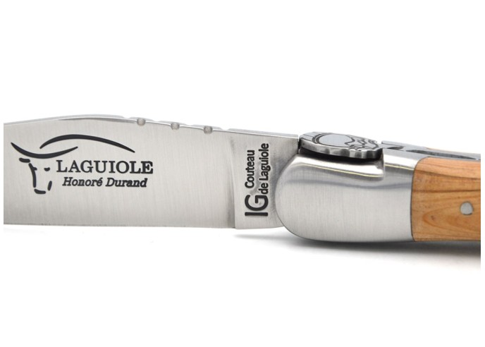 Laguiole mit Label GA, 12 cm Griff aus Wacholderholz, Fliegerhelm