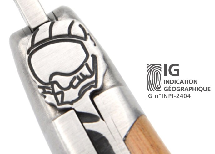 Laguiole mit Label GA, 12 cm Griff aus Wacholderholz, Fliegerhelm