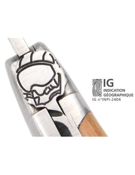 Laguiole mit Label GA, 12 cm Griff aus Wacholderholz, Fliegerhelm