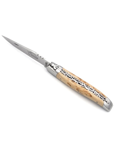 Laguiole-Messer mit Label GA, 12 cm aus Birkenholz, Doppelplatinen