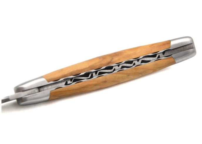 Laguiole with GI, top and bottom chiseling, 10 cm olive wood handle