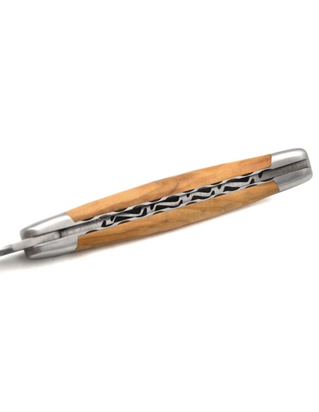 Laguiole with GI, top and bottom chiseling, 10 cm olive wood handle