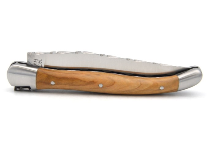 Laguiole with GI, top and bottom chiseling, 10 cm olive wood handle