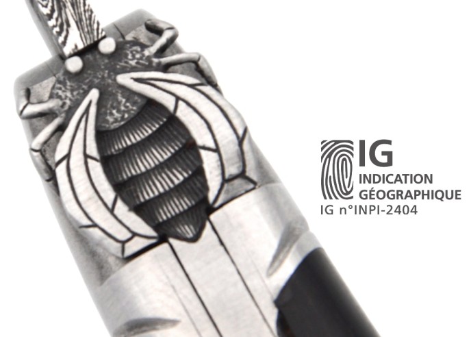 Laguiole mit Label GA, 12 cm Griff aus Ebenholz  mit 3 Heftbacken