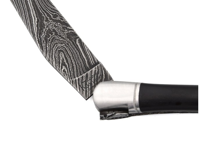 Laguiole mit Label GA, 12 cm Griff aus Ebenholz  mit 3 Heftbacken
