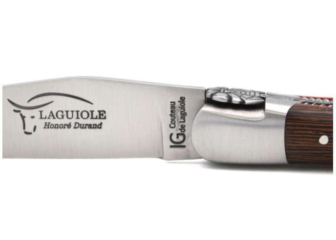 Laguiole with GI label, wenge wood handle, chiselled bee and spring