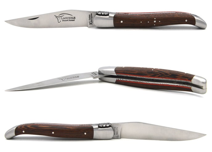 Laguiole GA, 12 cm aus Wenge, Biene und Feder mit Stichel gemeißelt