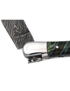 Laguiole mit Label GA, 12 cm aus grünem Mammutmolar, wildem Damast 2