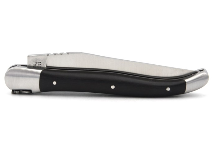 Laguiole knife with GI label, 12 cm ebony wood handle, classic bee n°1