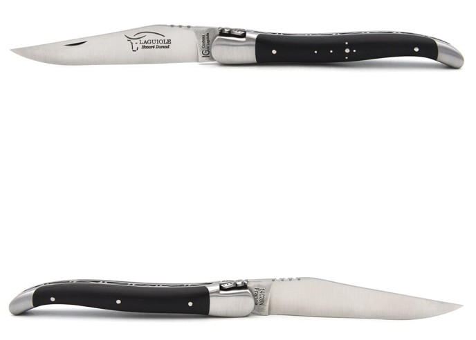 Laguiole knife with GI label, 12 cm ebony wood handle, classic bee n°1