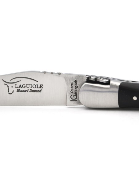 Laguiole knife with GI label, 12 cm ebony wood handle, classic bee n°1