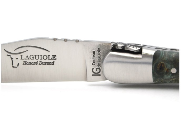 Laguiole mit GA, 12cm Griff aus Pappelmaser-Blau, Klassiche Biene Nr.1