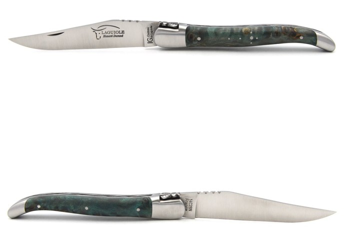 Laguiole mit GA, 12cm Griff aus Pappelmaser-Blau, Klassiche Biene Nr.1