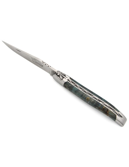Laguiole mit GA, 12cm Griff aus Pappelmaser-Blau, Klassiche Biene Nr.1