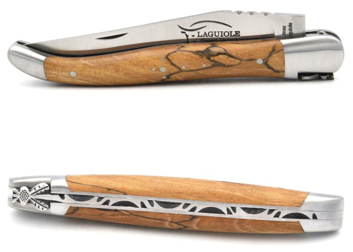 Laguiole with GI label, 12 cm Aubrac beech wood handle, classic bee n1