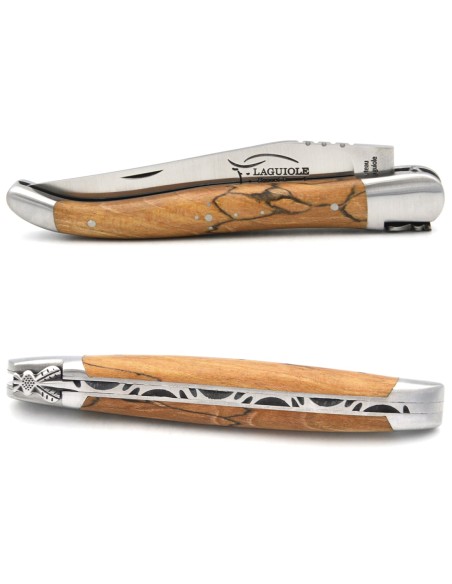 Laguiole with GI label, 12 cm Aubrac beech wood handle, classic bee n1