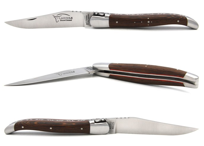 Laguiole knife with GI label, 12 cm wenge handle, classic bee n°1