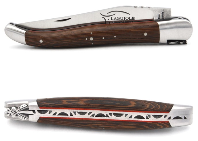 Laguiole knife with GI label, 12 cm wenge handle, classic bee n°1