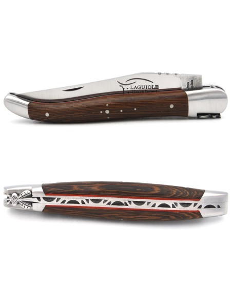 Laguiole knife with GI label, 12 cm wenge handle, classic bee n°1