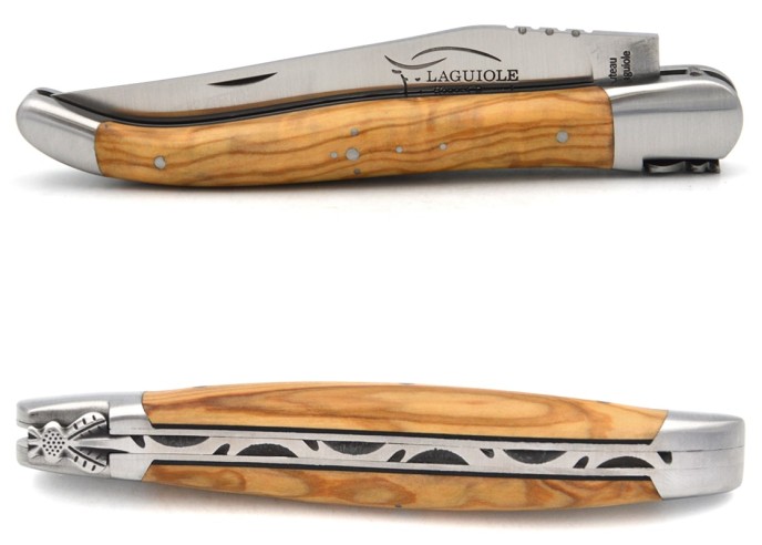 Laguiole mit GA, 12 cm Griff aus Olivenholz, Klassiche Biene Nr.1