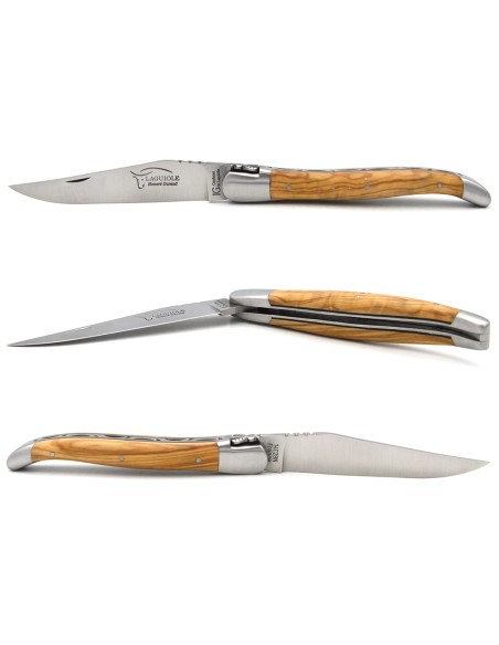 Laguiole knife with GI label, 12 cm olive wood handle, classic bee n°1