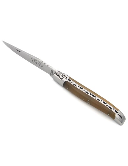 Laguiole Geographical Indication, 12 cm pale horn tip, classic bee n°2
